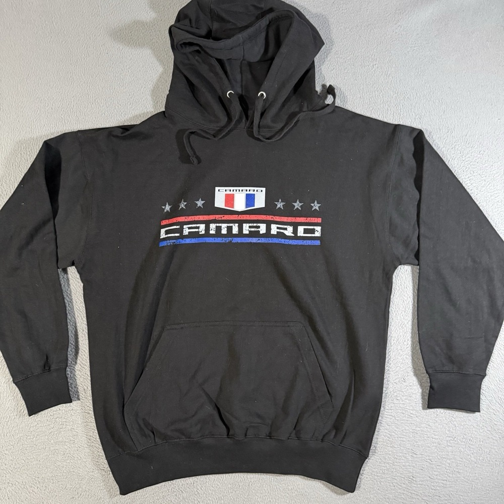 JH Design Men's Chevy Camaro USA Flag 2-Sided Pullover Hoodie XL